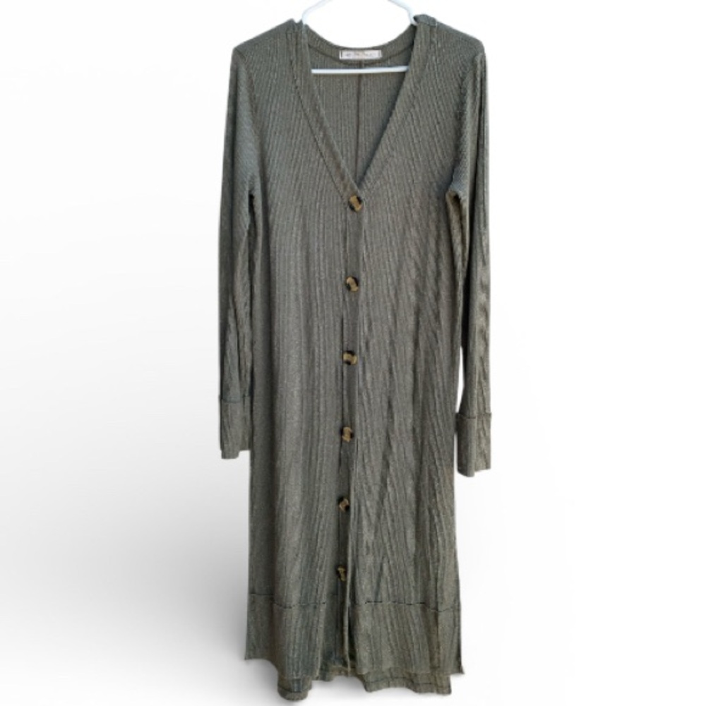 We the free Long Ribbed Button-Front Knit Cardigan maxi